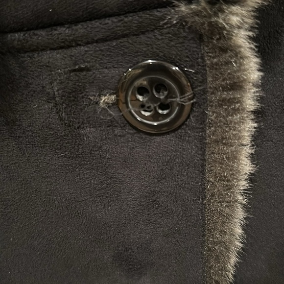 Espirit Collection faux fur suede button up winter coat size medium - Picture 5 of 11